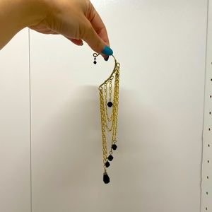 Unique Dangling Ear Cuff Earring (Gold & Black)